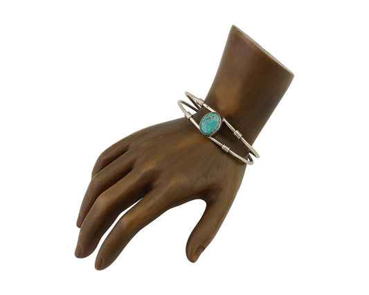 Navajo Cuff Bracelet 925 Silver Natural Blue Turquoise Native American C.80's