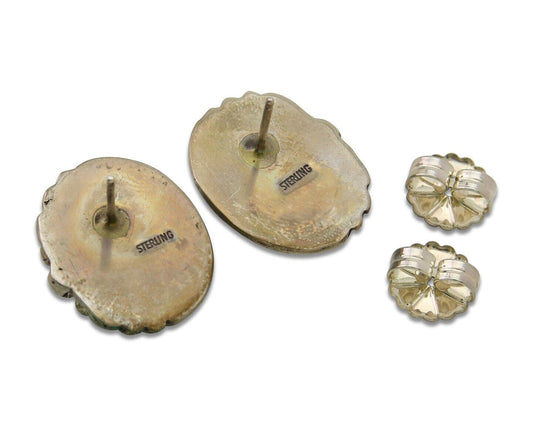 Navajo Earrings 925 Silver Natural Turquoise Native Artist C.80's