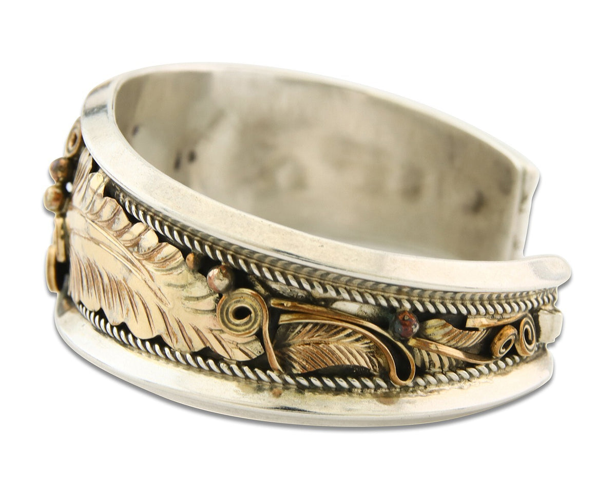 Navajo Bracelet 925 Silver & 12k Yellow Gold Filled Signed Justin Morris C.80's