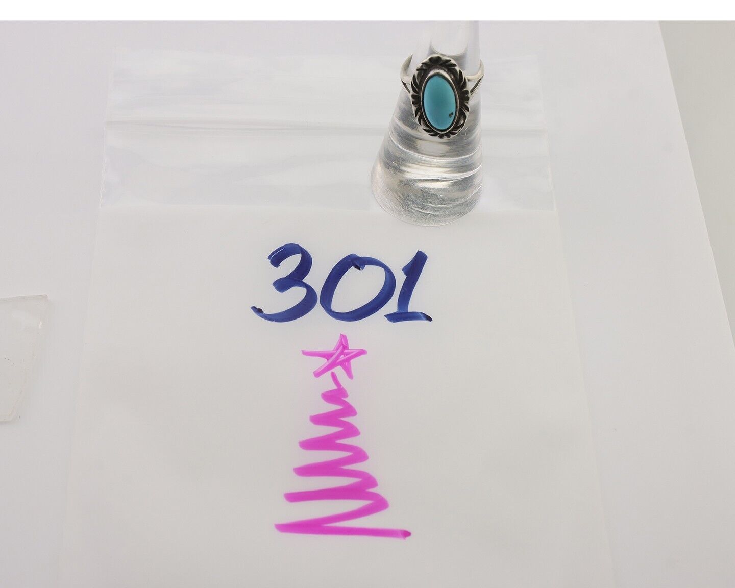 Navajo Ring 925 Silver Sleeping Beauty Turquoise Artist Signed SC C.80's