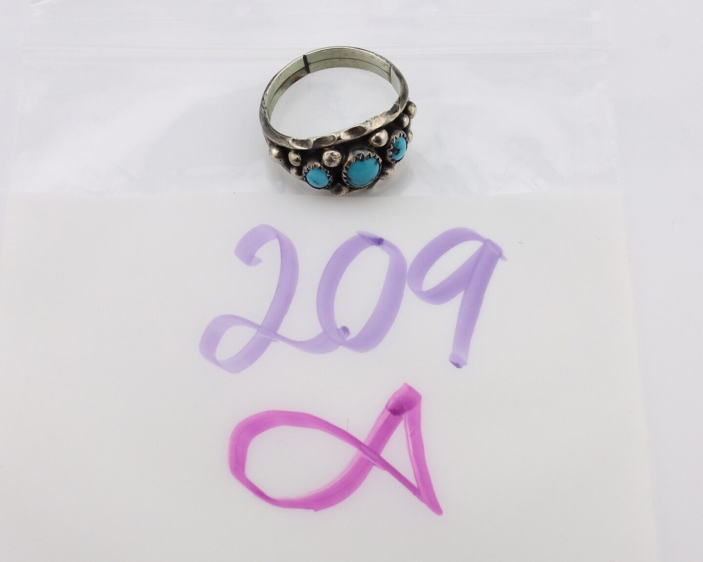 Navajo Ring 925 Silver Turquoise Artist Signed E SkyStone Creations C.80's