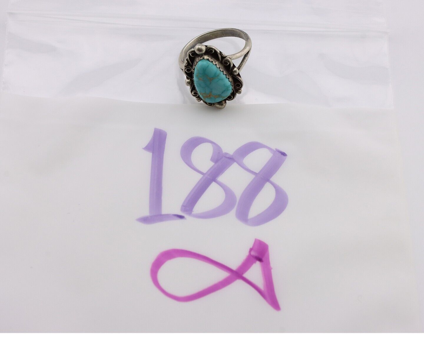 Navajo Ring 925 Silver Spiderweb Turquoise Artist Signed Billy Eagle C.80's