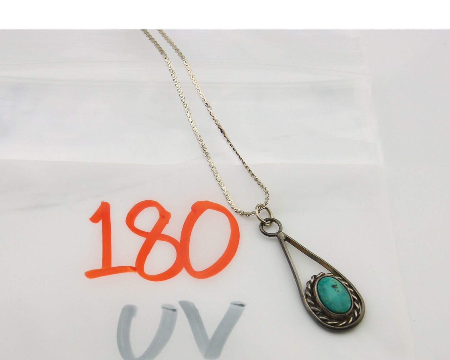 Navajo Necklace 925 Silver Natural Turquoise Artist Native American C.80's