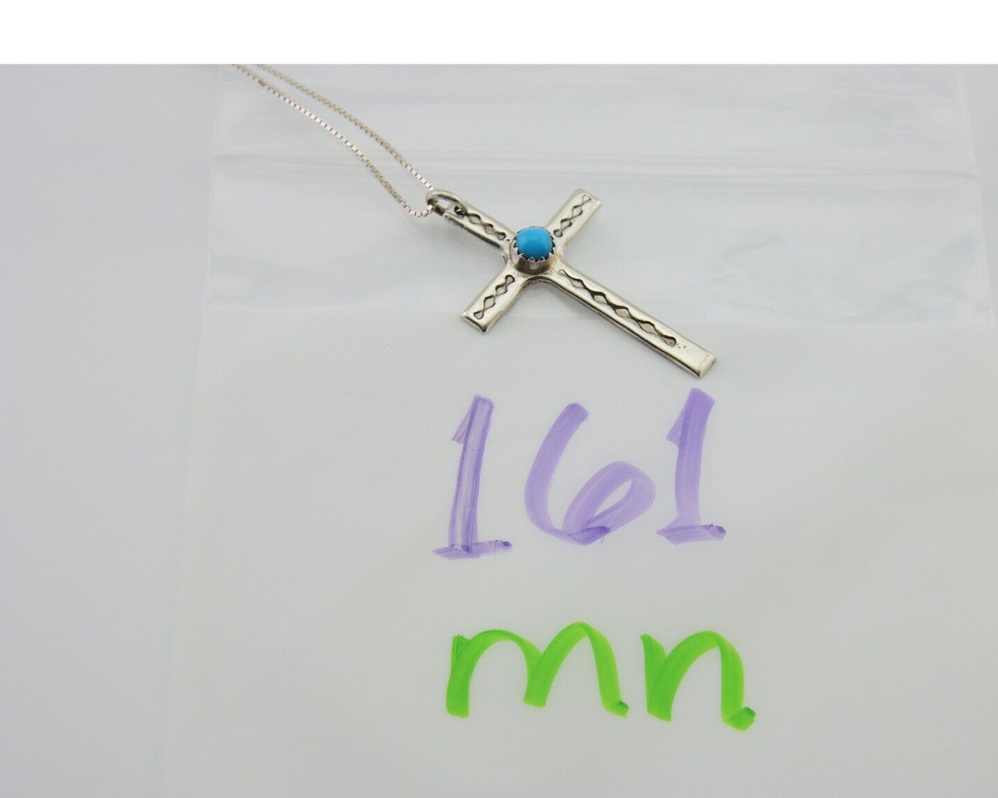 Navajo Sand Cast Necklace 925 Silver Turquoise Native American Artist C.80's