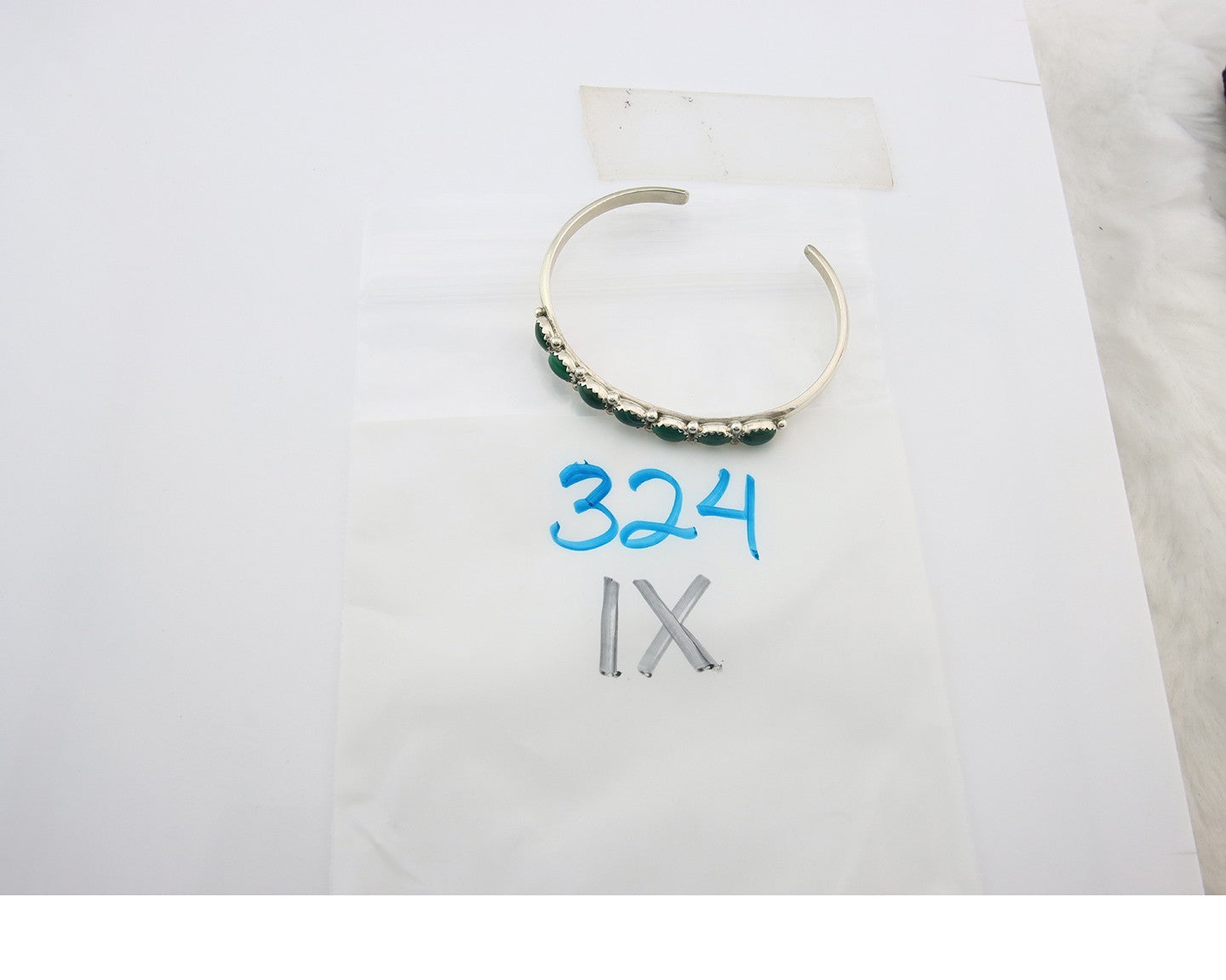 Navajo Cuff Bracelet Sterling Silver Natural Malachite Vintage Signed SS