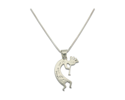 Navajo Kokopelli Necklace Sterling Silver Natural Gemstone Vintage Signed