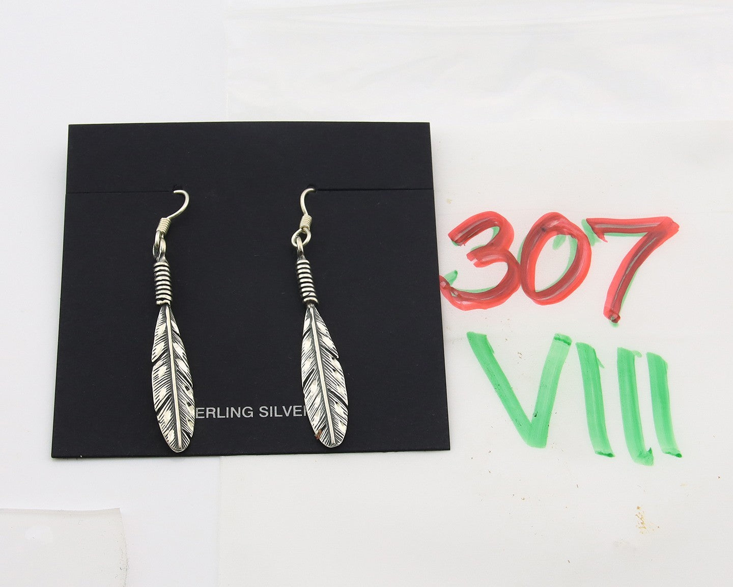 Navajo Eagle Feather Earrings Sterling Silver Dangle Vintage