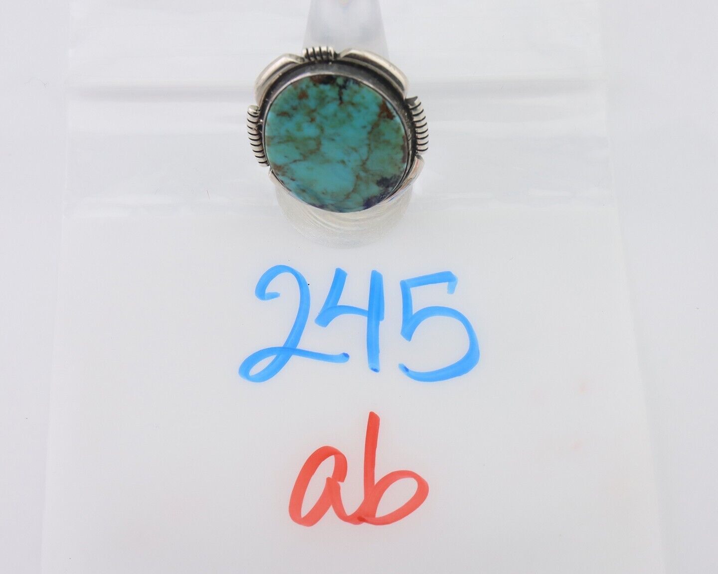 Navajo Ring 925 Silver Spiderweb Turquoise Artist Signed Doug Zachary C.80's