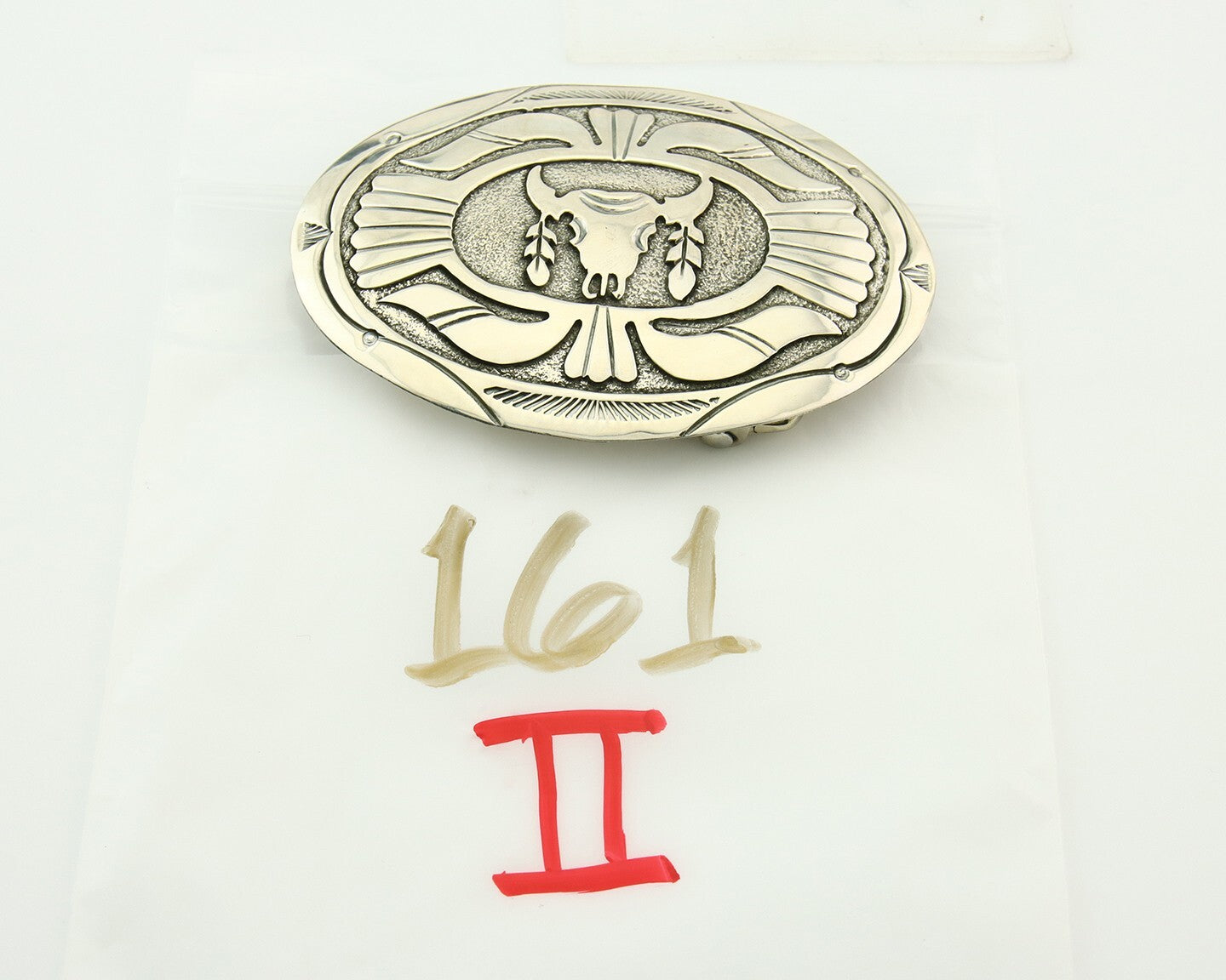 Navajo Belt Buckle 925 Sterling Silver Artist Signed Gene Gibson 2x3 in C.80's