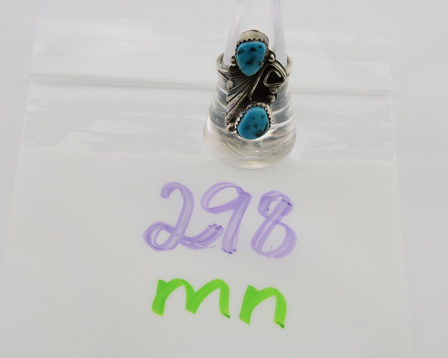 Navajo Ring 925 Silver Natural Blue Turquoise Native American Artist C.80's