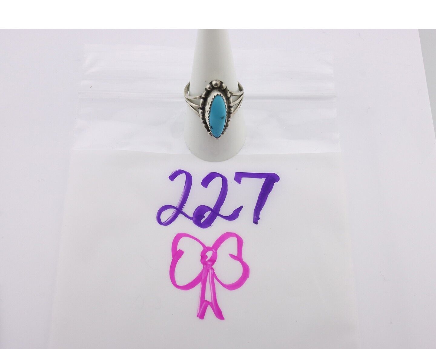 Navajo Ring .925 Silver Sleeping Beauty Turquoise Signed SkyStone Creations C80s