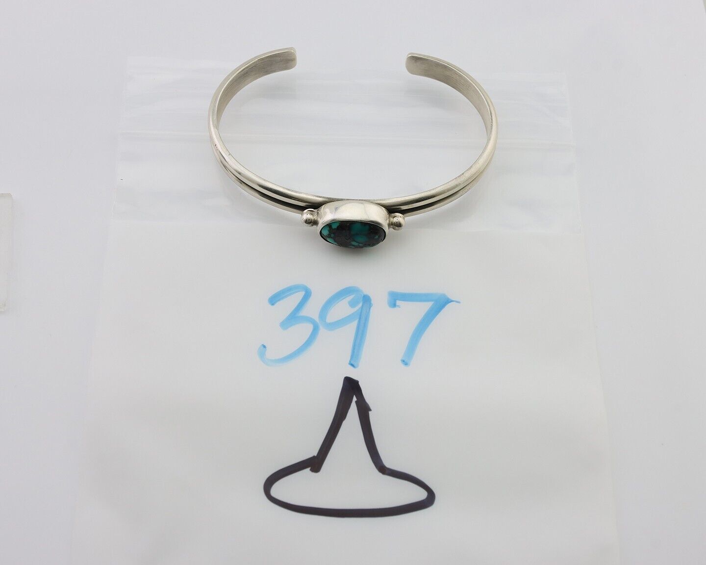 Navajo Cuff Bracelet 925 Silver Natural Blue Turquoise Native American C.80's