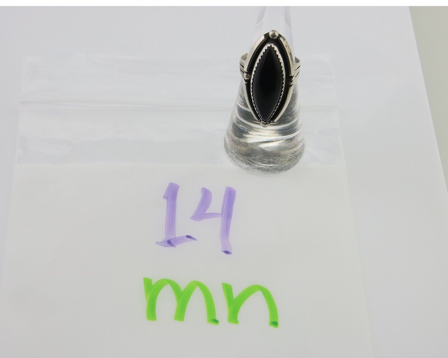 Navajo Handmade Ring 925 Silver Black Onyx Artist Signed SC C.80's