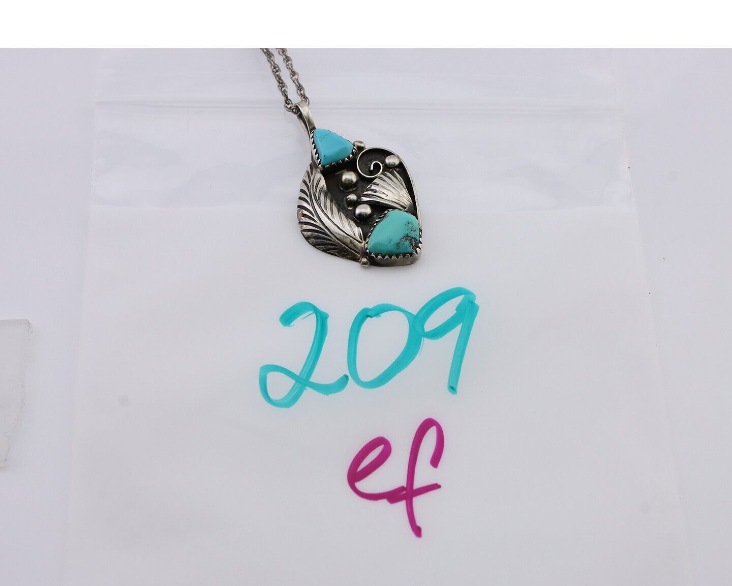 Navajo Turquoise Handmade Necklace 925 Silver Artist Signed PM C.80s