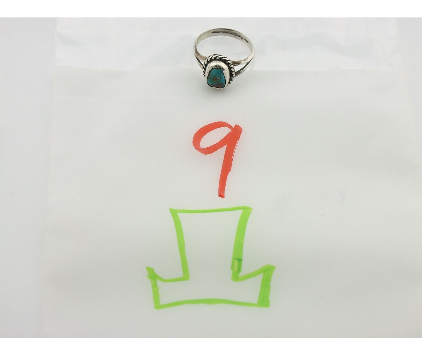 Navajo Ring .925 Silver Kingman Turquoise Native American Turquoise C.80's