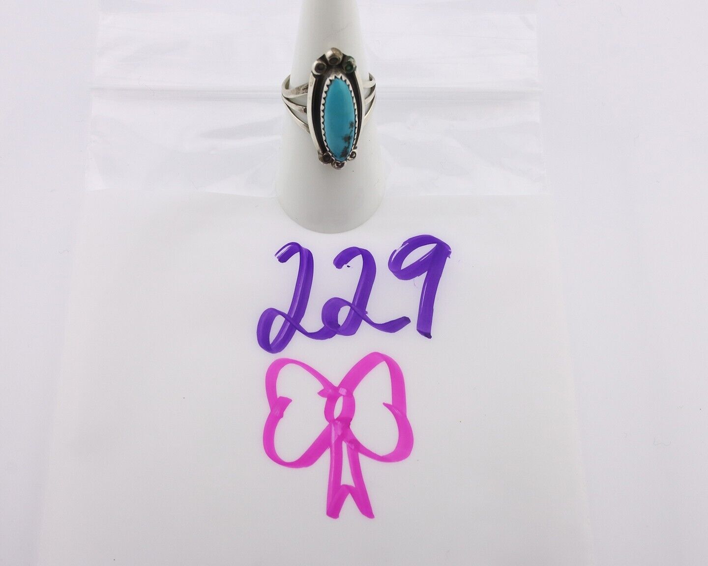 Navajo Ring .925 Silver Sleeping Beauty Turquoise Signed SkyStone Creations C80s