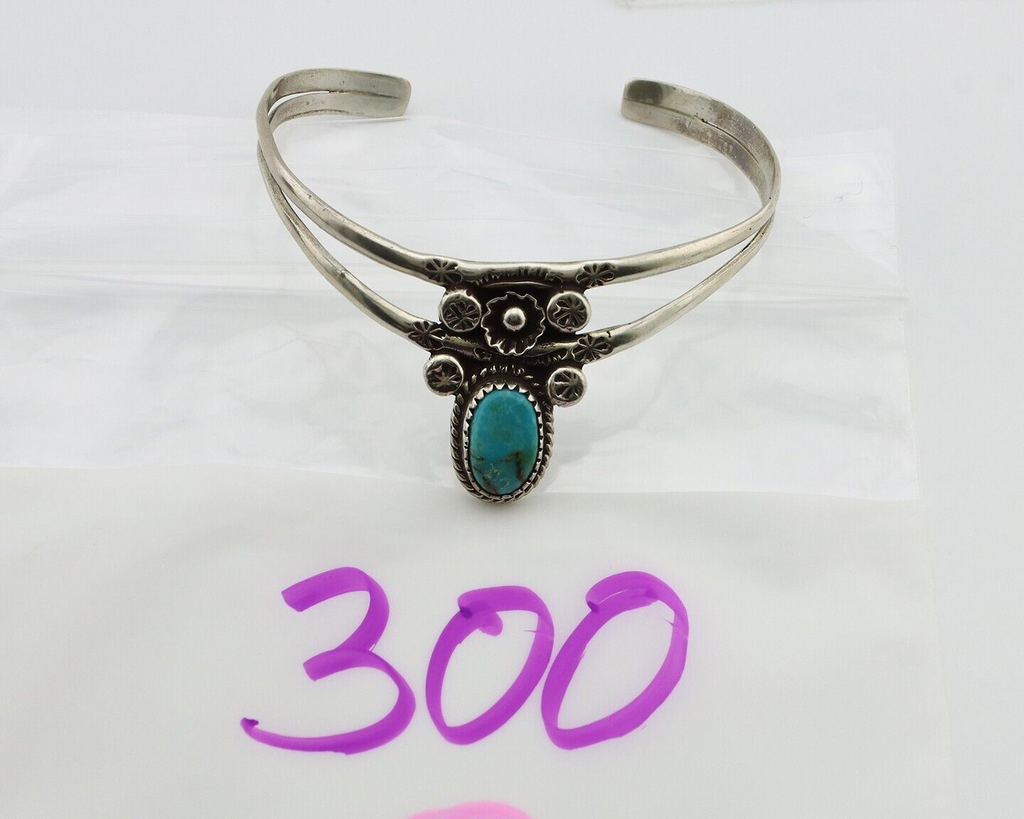 Navajo Bracelet 925 Silver Kingman Turquoise Artist Native American C.80's