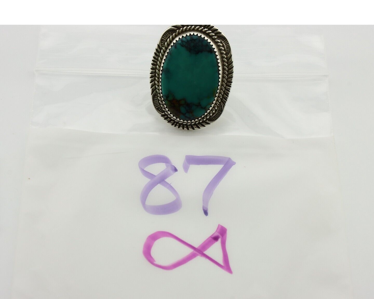 Navajo Ring 925 Silver Natural Blue Turquoise Signed William Denetdale C.80's