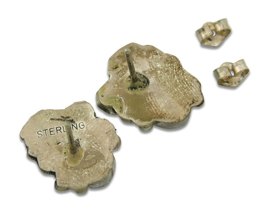 Navajo Earrings 925 Silver Royston Turquoise Native American Artist C.80's