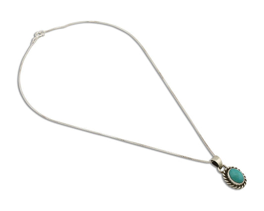 Navajo Necklace 925 Silver Natural Kingman Turquoise Native Artist C.2008