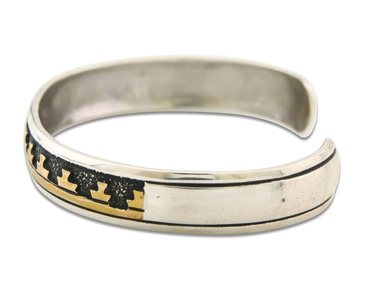 Navajo Bracelet 925 Silver & 12k Yellow Gold Filled Signed Thomas Singer C.80's