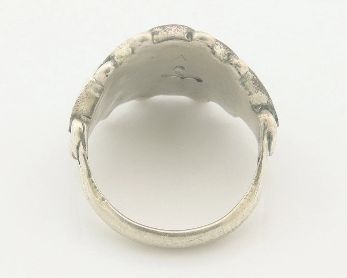 Native American Ring Sterling Silver Natural Turquoise Signed Size 7.75