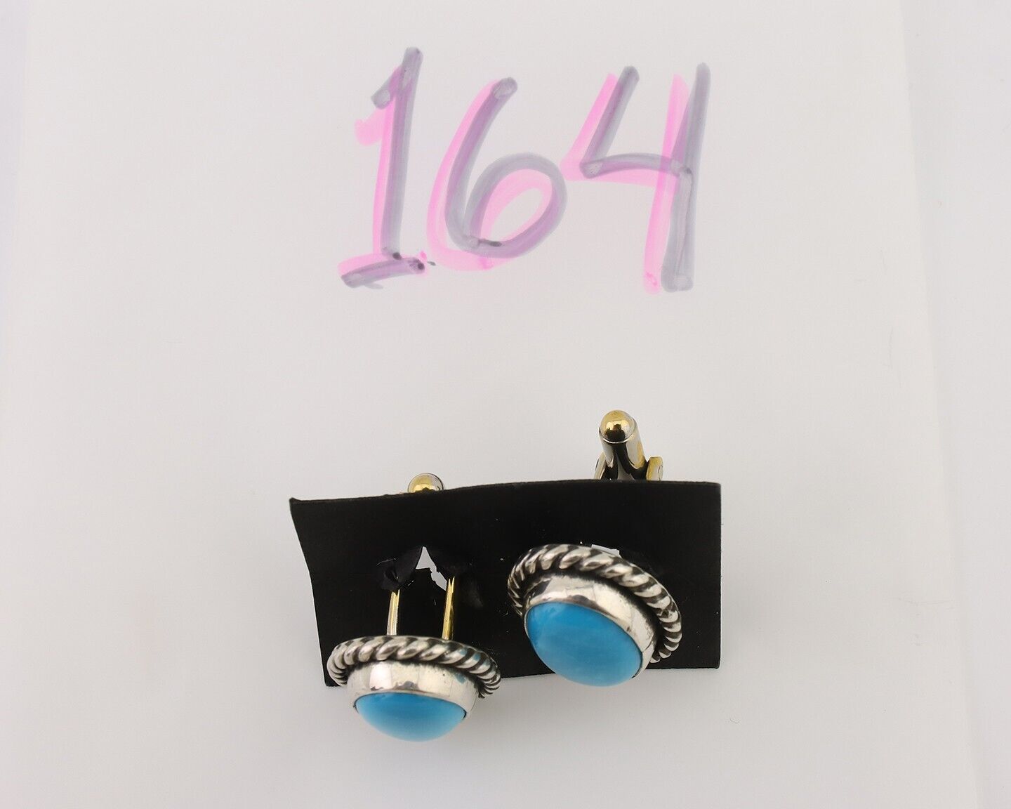 Navajo Cufflinks 925 Silver Native American Natural Turquoise C.80's