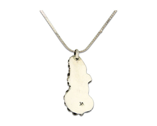 Navajo Necklace 925 Silver Spiderweb Turquoise Artist Signed VK C.80's