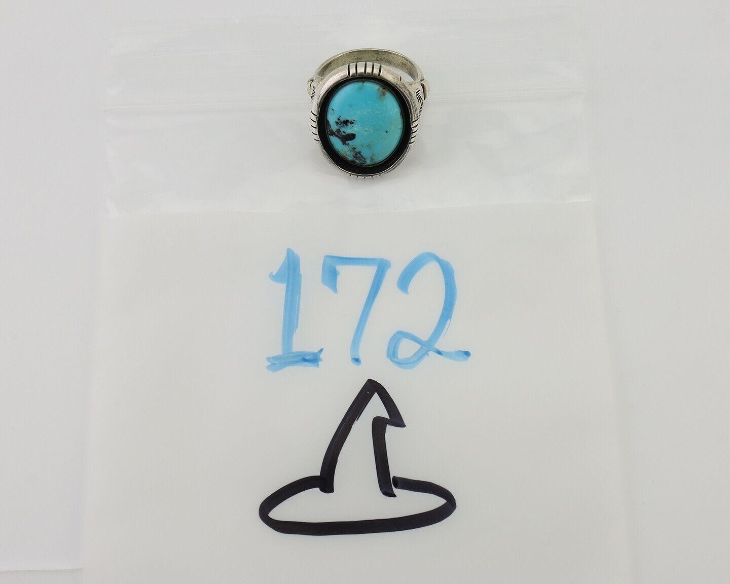 Navajo Ring 925 Silver Arizona Turquoise Signed M Montoya C.80's
