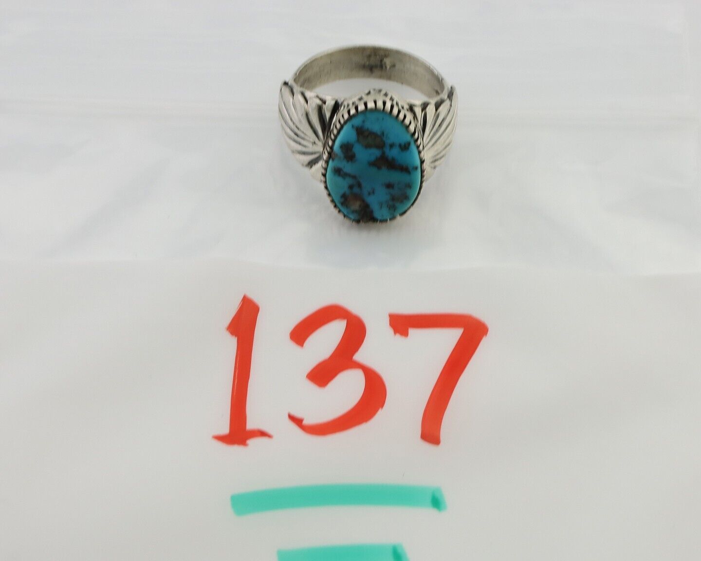 Navajo Ring 925 Silver Blue Sleeping Beauty Turquoise Artist Signed DK C.80's