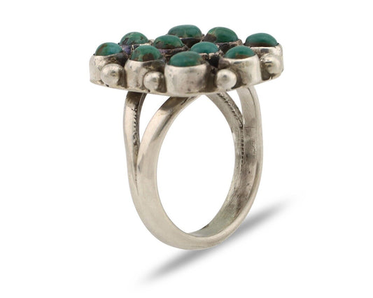 Navajo Ring .925 Silver Natural Blue Turquoise Native American Artist C.80's