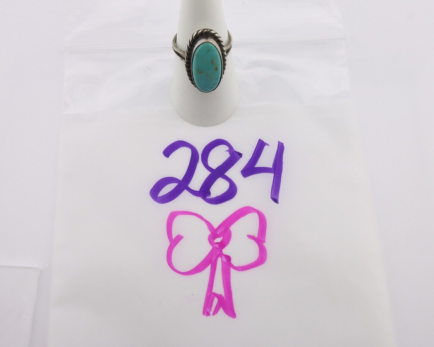 Navajo Handmade Ring 925 Silver Kingman Turquoise Signed M Montoya C.80's