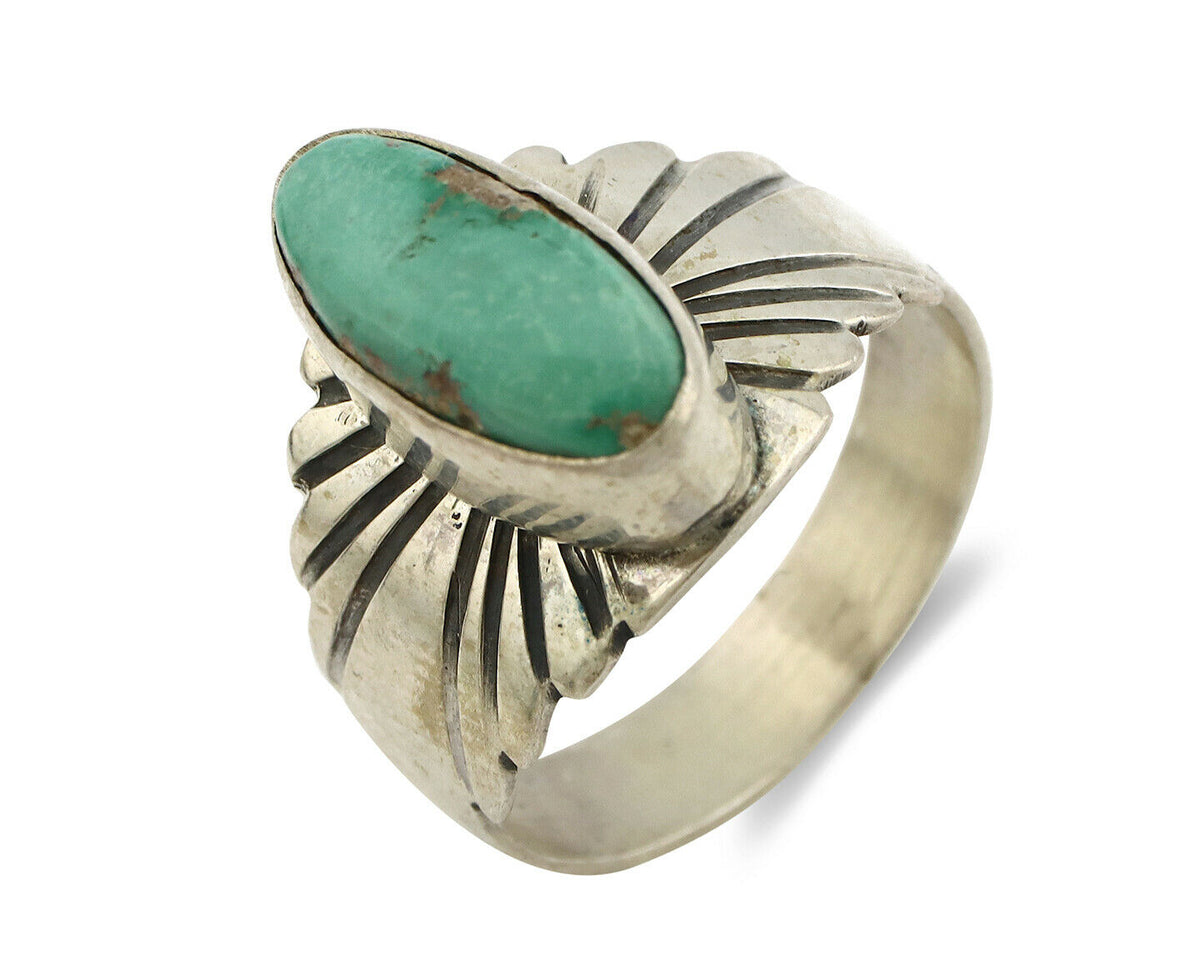 Navajo Ring .925 Silver Royston Turquoise Artist Signed Apache C.80's