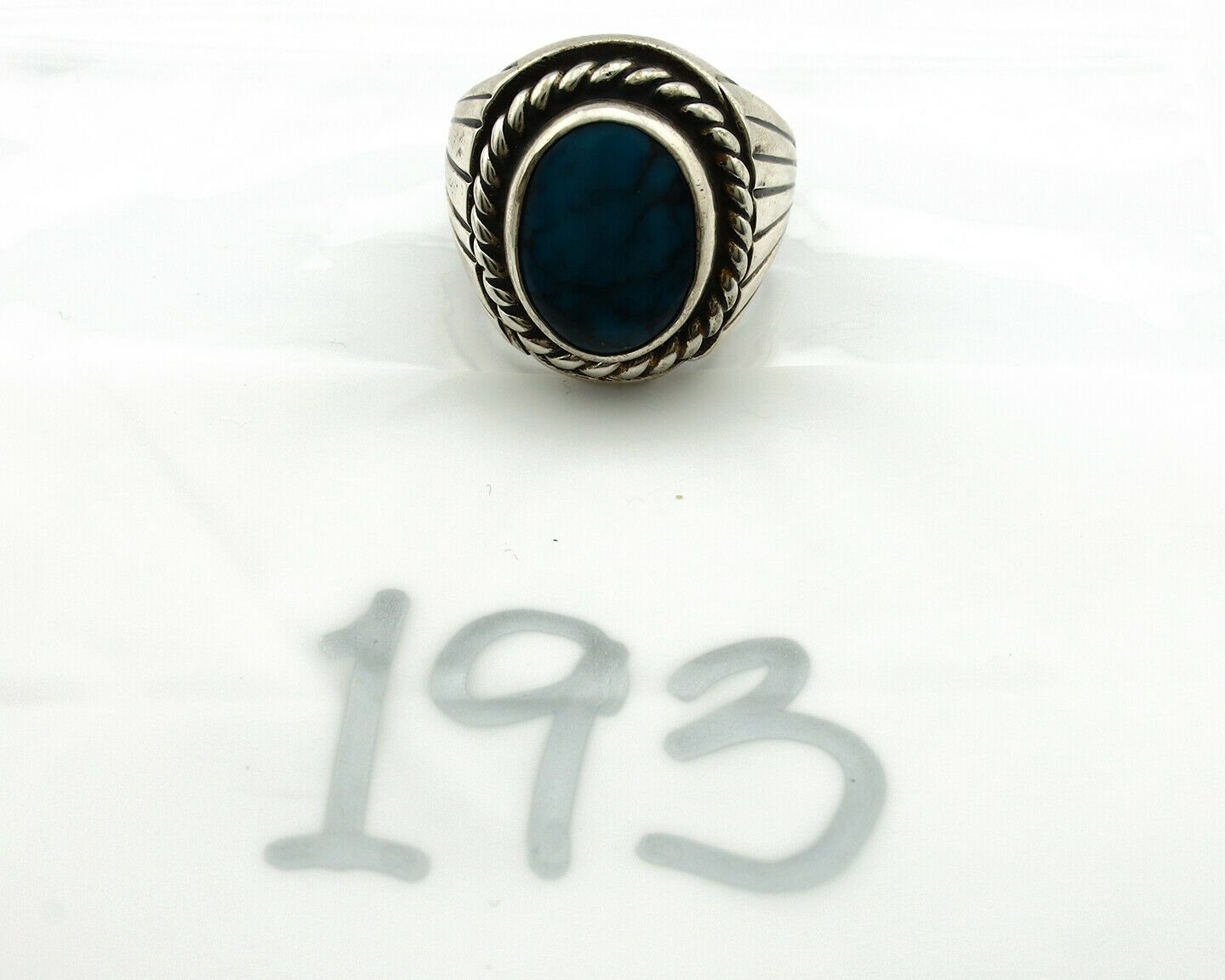 Navajo Ring .925 Silver Blue Turquoise Artist Signed C Montoya C.80's
