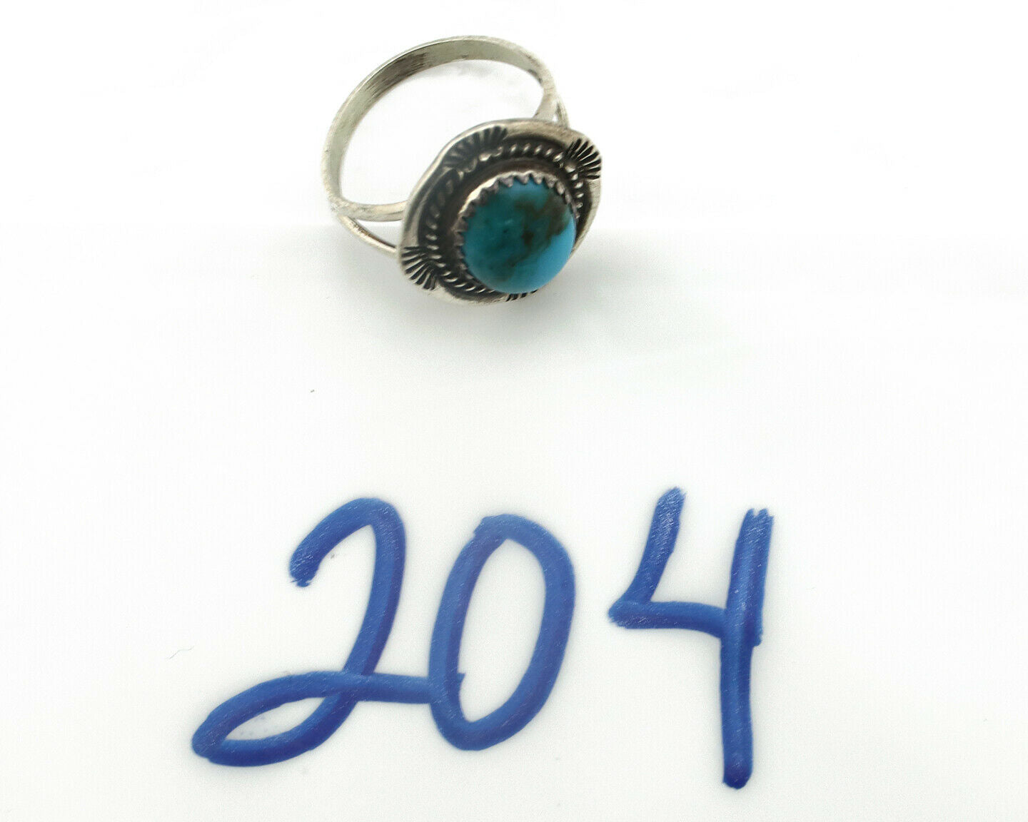 Navajo Ring .925 Silver Natural Blue Turquoise Native American Artist C.80's