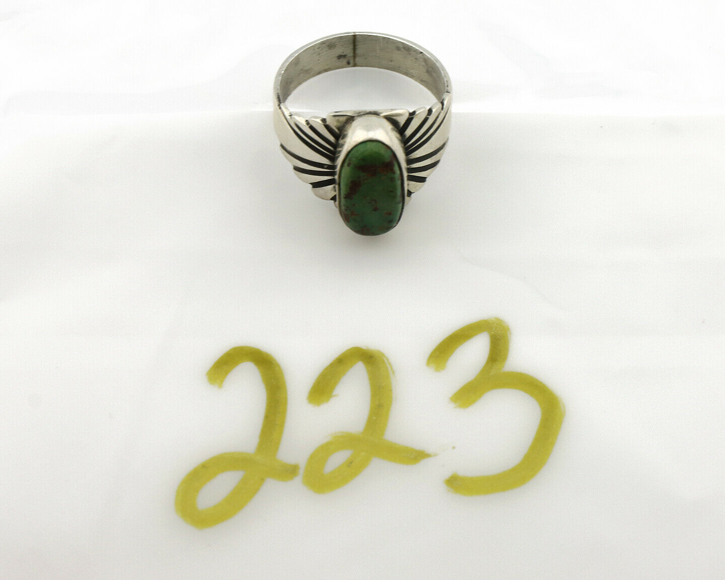 Navajo Ring .925 Silver Blue Green Arizona Turquoise Artist Signed Apache C.80's