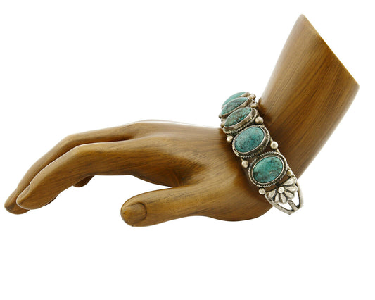 Women's Navajo Turquoise Bracelet .925 Silver Handmade Signed Boyd C.80's
