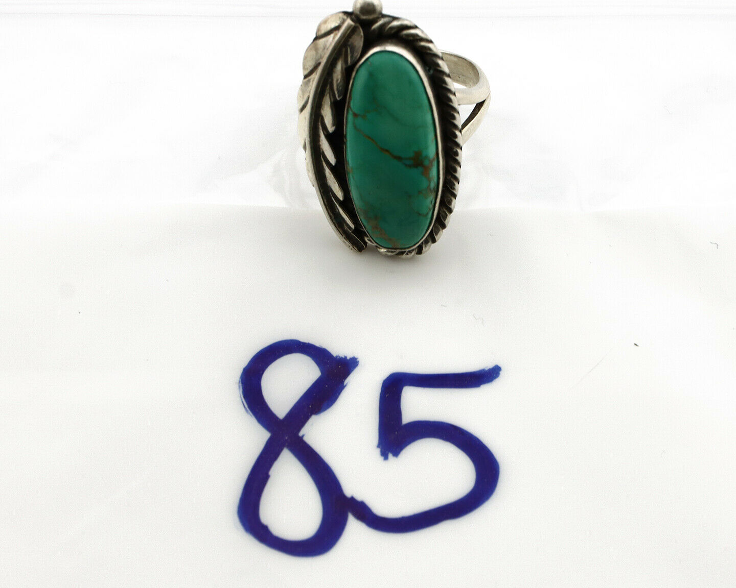 Navajo Ring .925 Silver Arizona Turquoise Signed Apache Manufacturing C80s