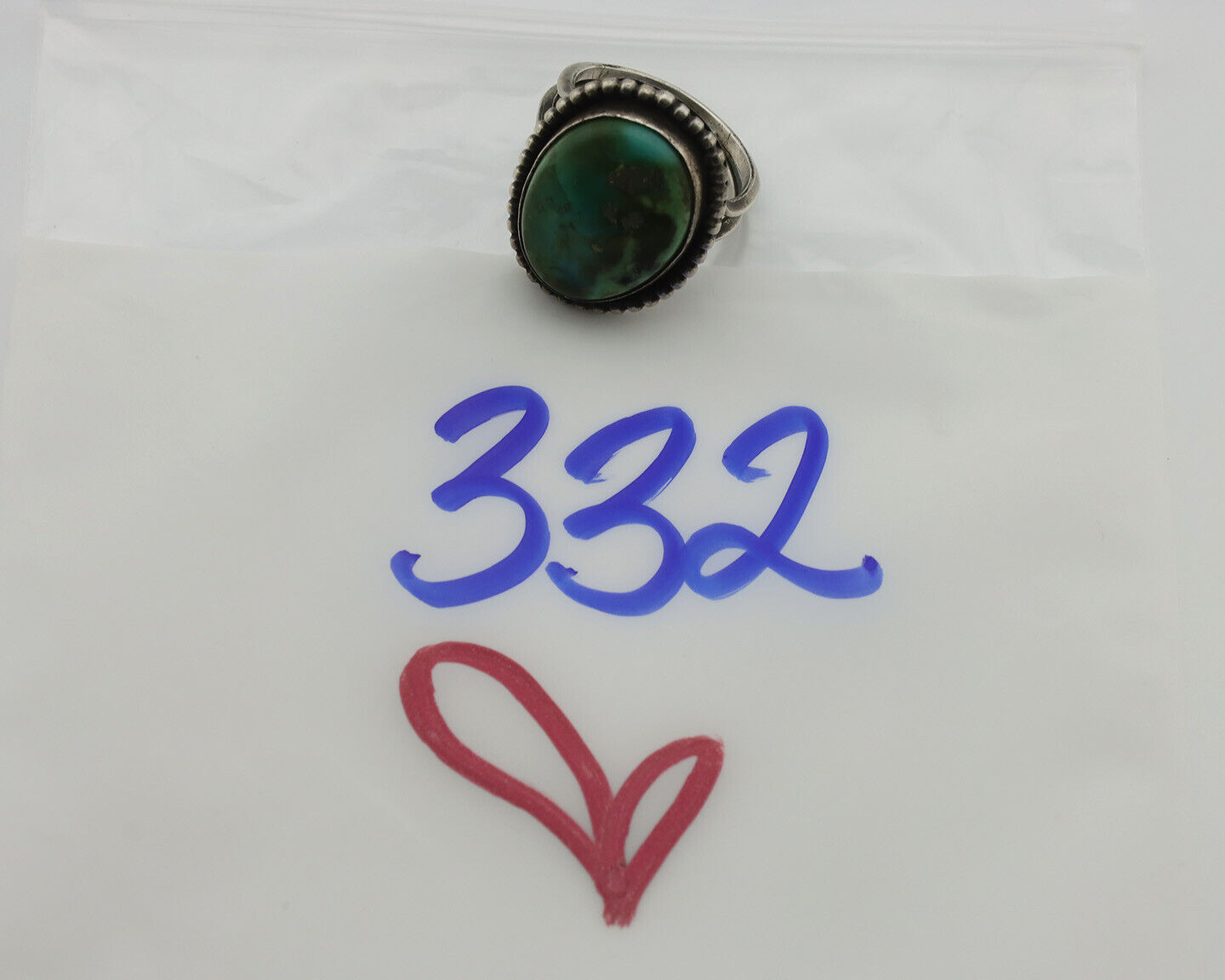 Navajo Ring .925 Silver Natural Turquoise Handmade Native American Artist C.80s