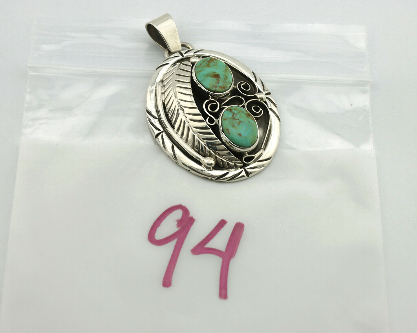 Navajo Necklace .925 Silver Kingman Turquoise Native American C.80's