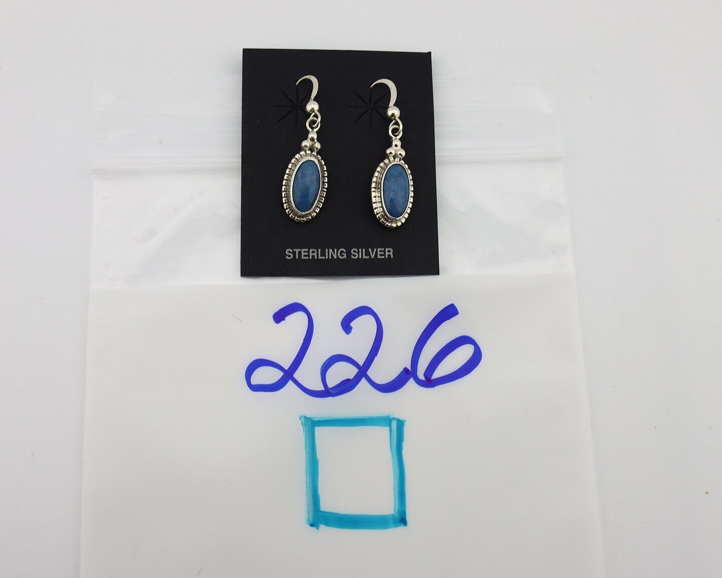Navajo Earrings 925 Silver Natural Royal Blue Lapis Native American Artist C90s