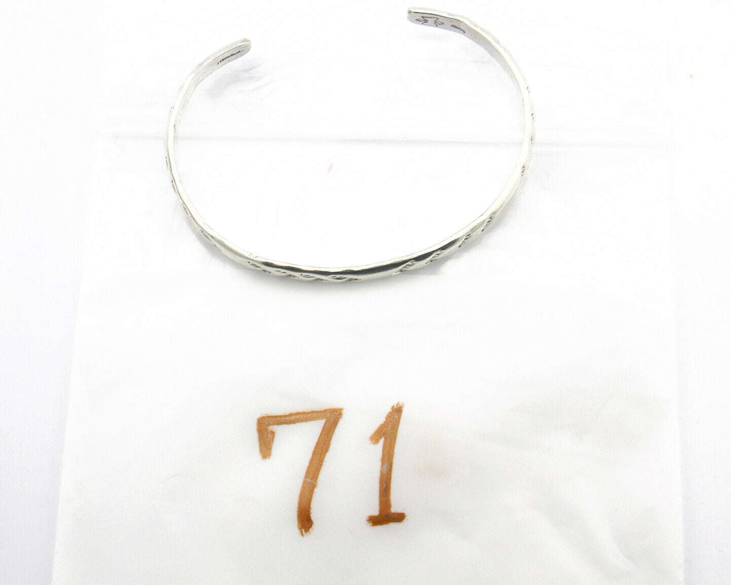 Navajo Bracelet .925 Silver Hand Stamped Arrow Head Artist I Montoya C.80's