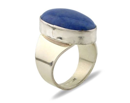 Navajo Ring 925 Silver Natural Lapis Artist Signed Wilbur Musket Jr C.80's