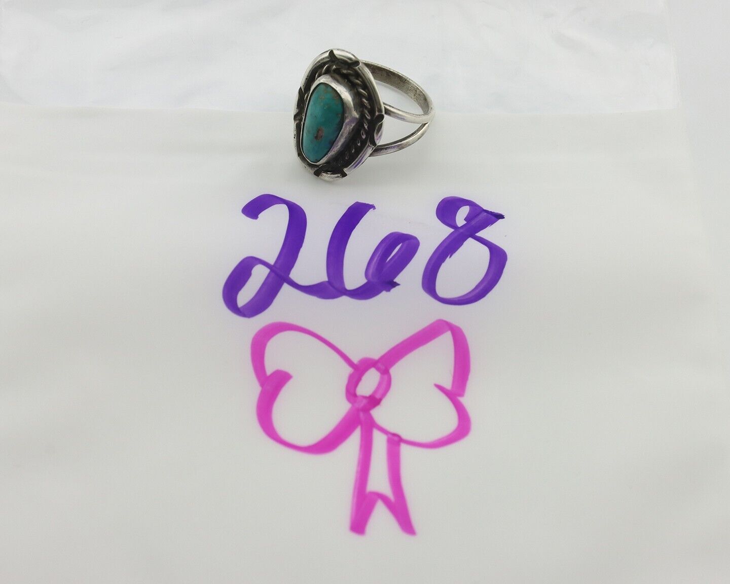 Navajo Handmade Ring .925 Silver Kingman Turquoise Native Artist C.80's