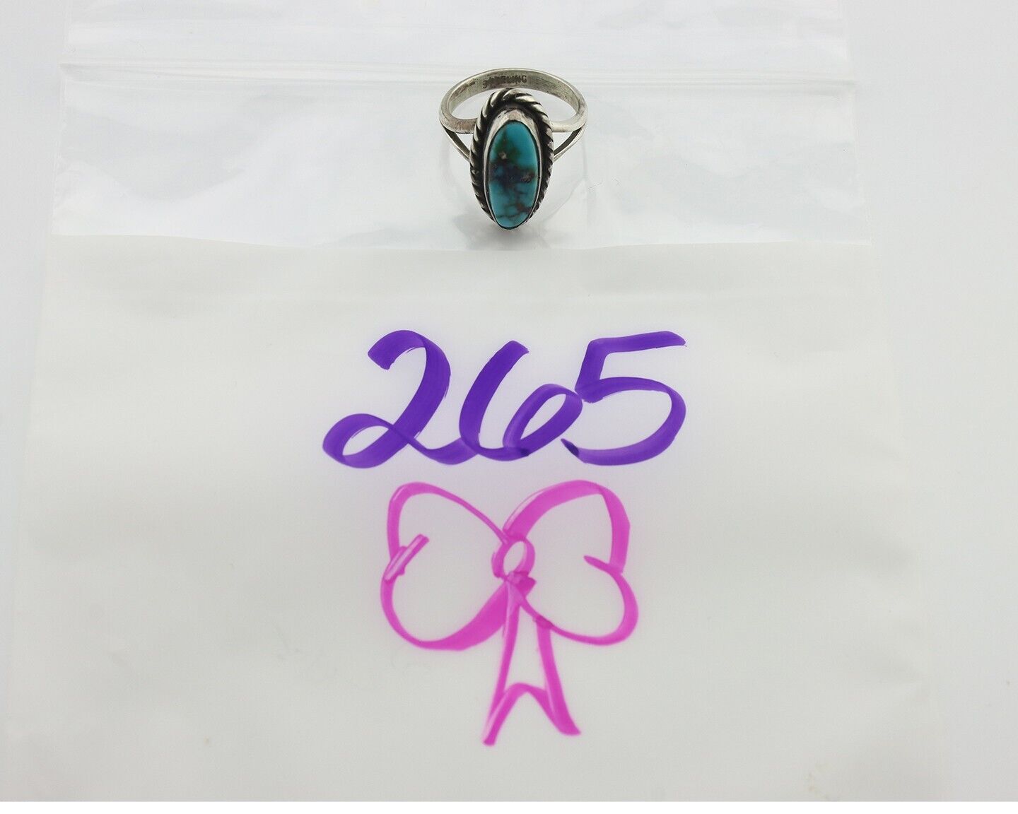 Navajo Handmade Ring .925 Silver Kingman Turquoise Native Artist C.80's