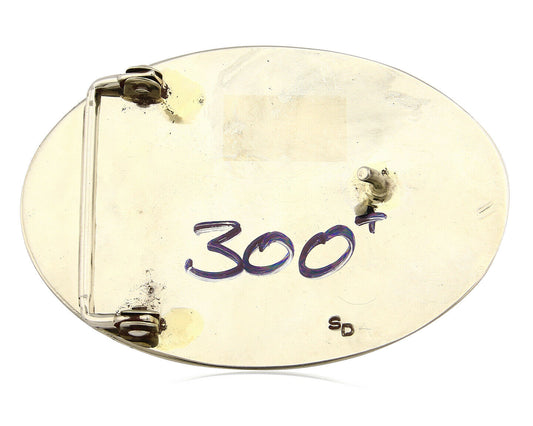 Navajo Belt Buckle .999 Nickle Silver Turquoise Coral Signed SD C.80's