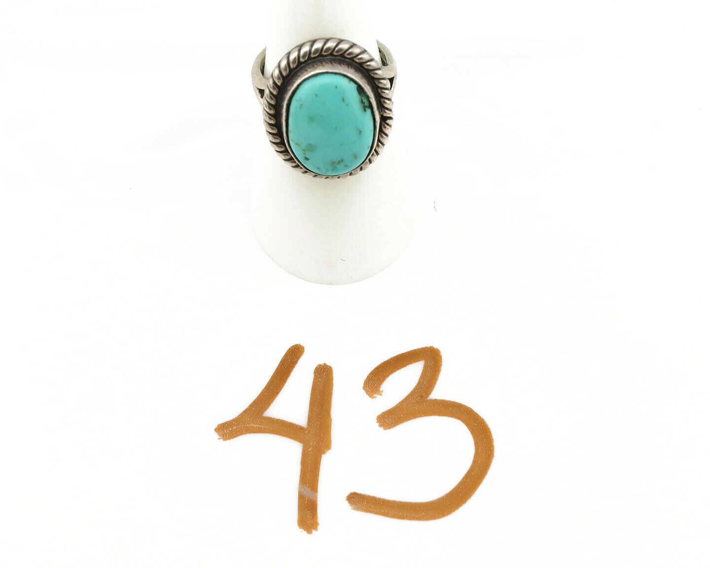 Navajo Ring .925 Silver Kingman Turquoise Native American Artist C.1980's