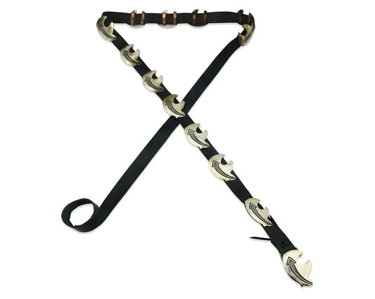 Navajo Concho Belt .925 Silver Arrow Bear Handmade Signed BK C.80's