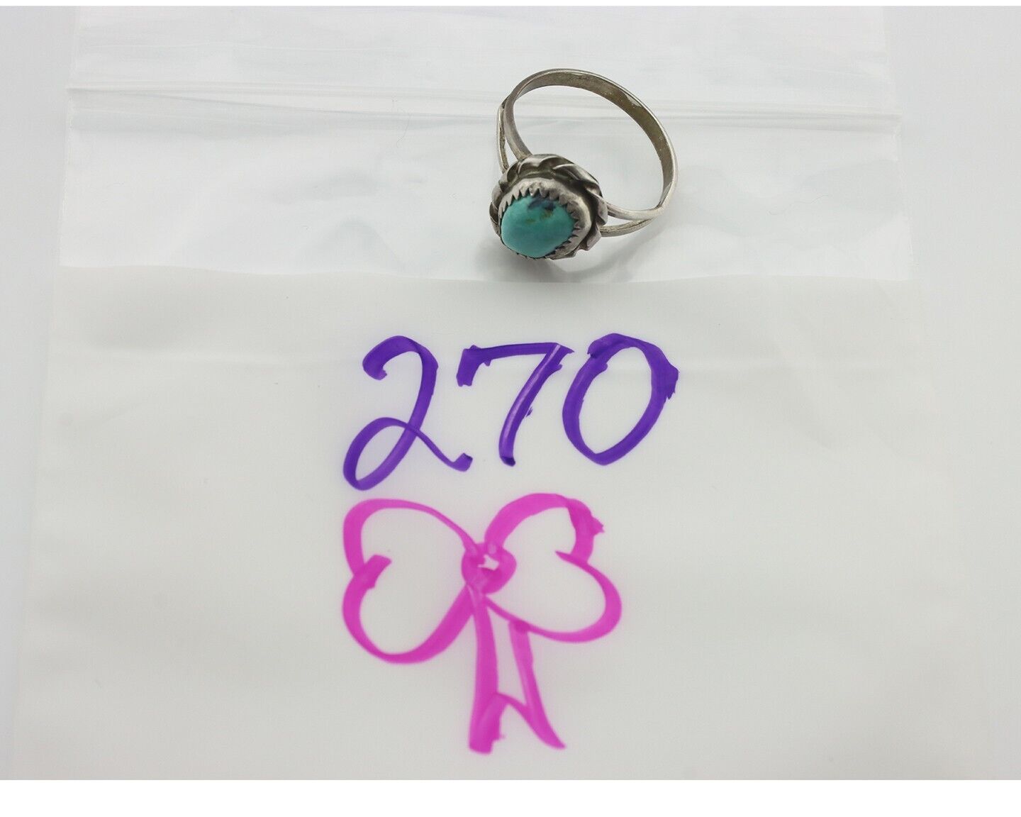 Navajo Handmade Ring .925 Silver Kingman Turquoise Native Artist C.80's