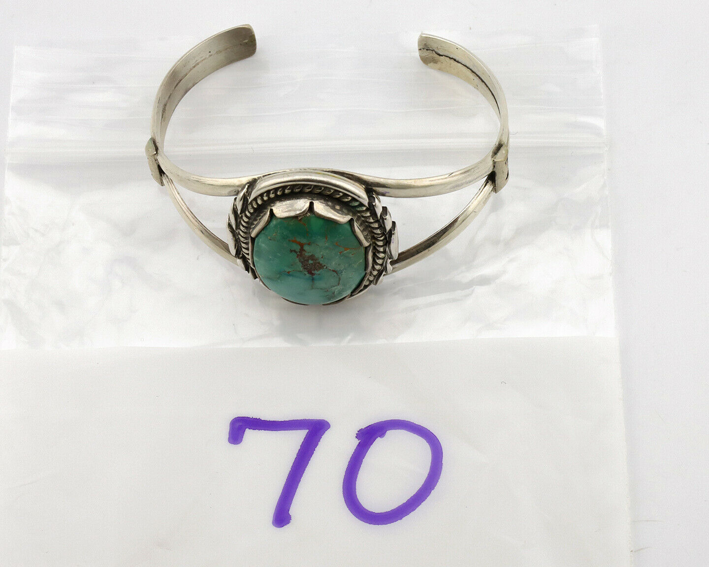 Navajo Bracelet .925 Silver Royston Turquoise Signed Apache Manufacturing C.80's